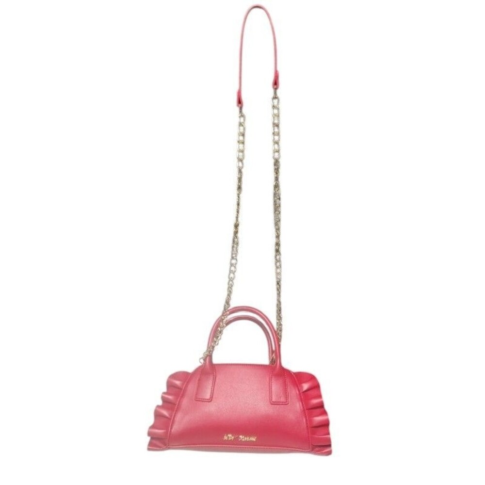 Betsey Johnson Red Ruffle Crossbody Bag Chain Strap Zip Top